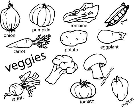 Printable Vegetables Coloring Pages